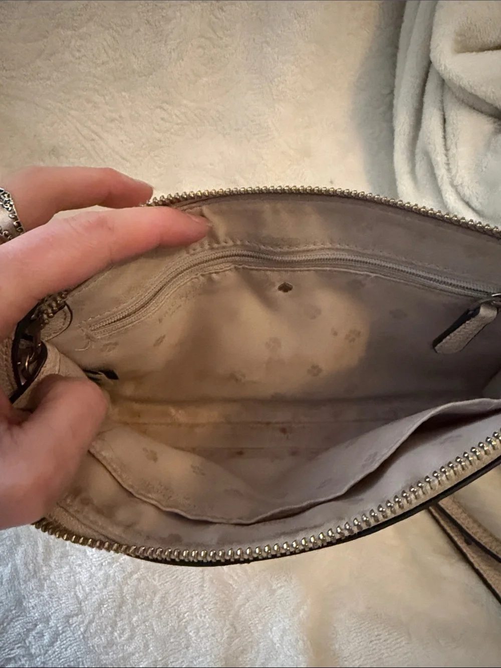 kate spade Pebbled Leather Crossbody - cream vintage